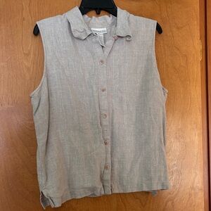 Sleeveless Button-Up Linen Top